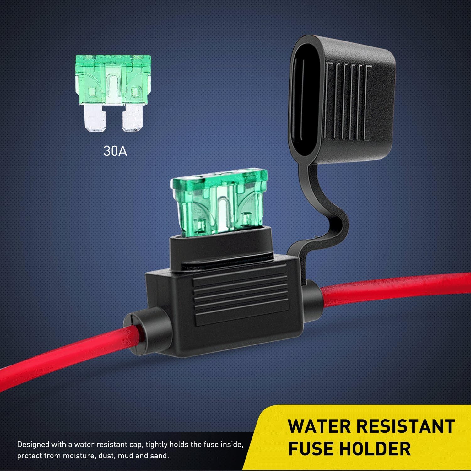 Nilight GA0004 5Pack 12AWG Inline Wiring Harness 12 Gauge ATC/ATO Automotive Holder with 30A Fuse Blade Standard Plug Socket-5 Pack, 2 Years Warranty: Automotive