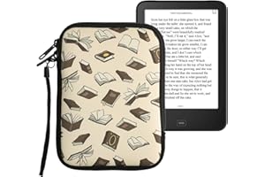 kwmobile Neoprene e-Reader Pouch Size 6" eReader - Universal eBook Sleeve Case with Zipper, Wrist Strap - Beige/Brown/Gold