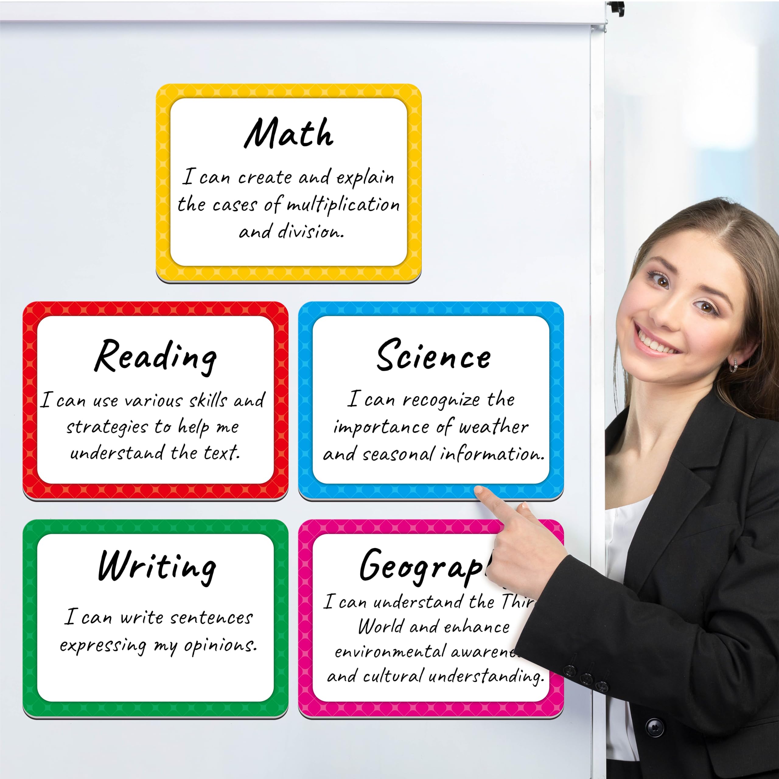 Photo 1 of 5 PCS Large Magnetic Labels, 5 Colors Reusable Dry Erase Blank Magnets Write & Wipe Organization Chart for Whiteboard, Locker, Fridge, School Office Home Classroom Use (11" x 7.9")