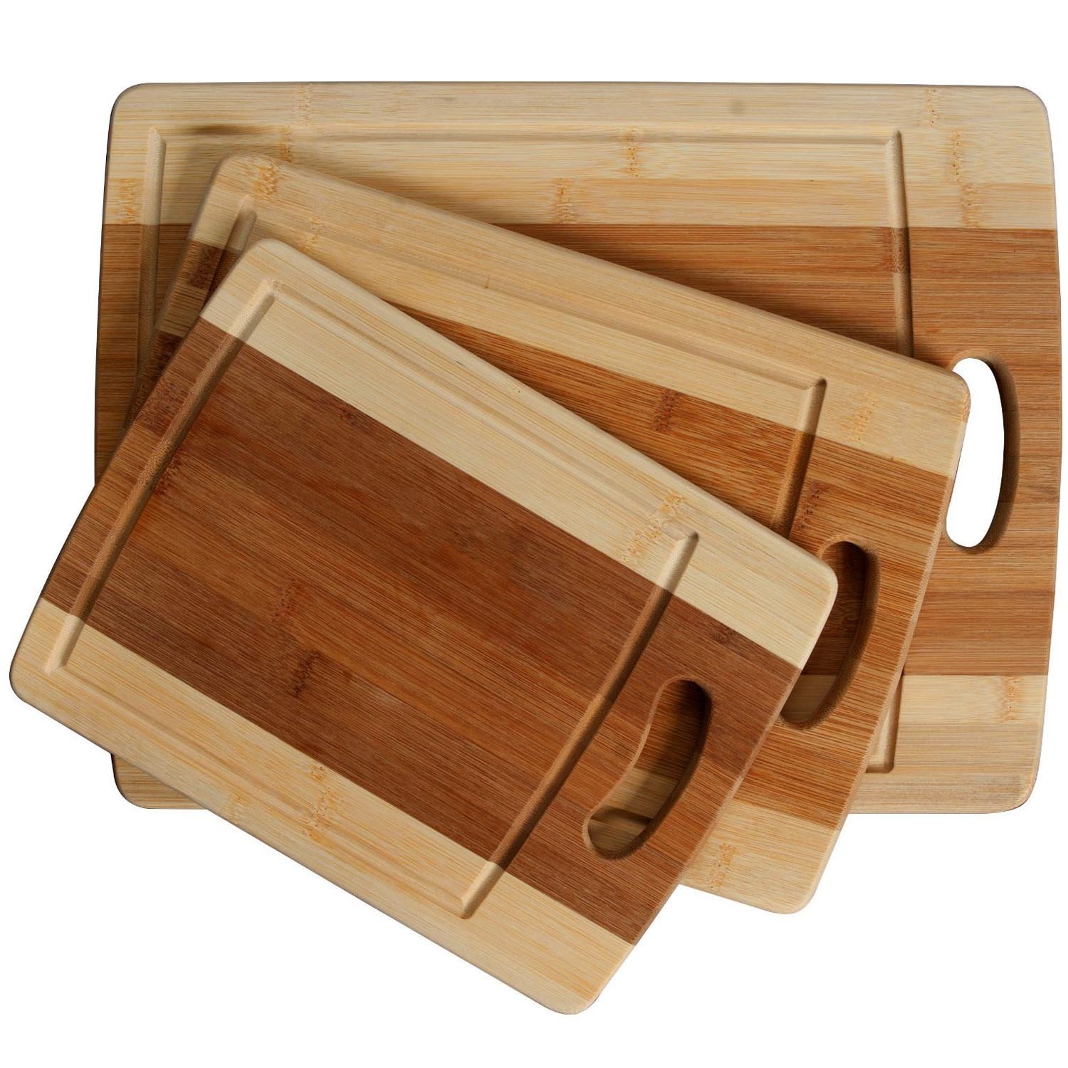 Heim ConceptOrganic Bamboo Cutting Boards 3PC Set, Various Convenient Sizes Eco- Friendly Bamboo Premium Wood Chopping Board With Drip Groove