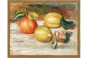ARPEOTCY Framed Canvas Lemons Wall Art, Vintage Still Life Art Home Decor, Classical Farmhouse Orange Fruit Oil Painting Wall Decor for Kitchen, Dining Shelf Decorations, 8x10 inch