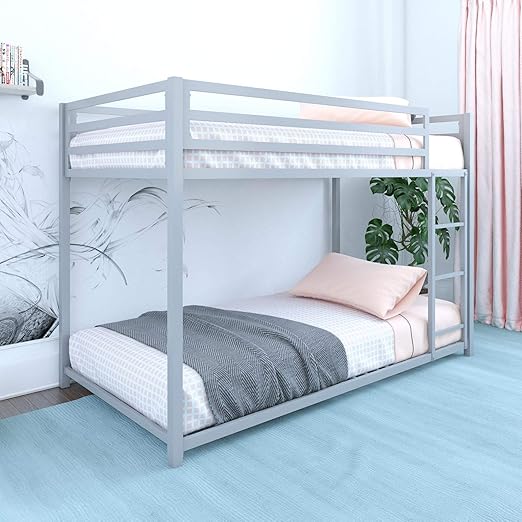 Dhp Miles Twin Metal Bunk Bed Kid S Bedroom Space Saving Design Twin Twin Silver