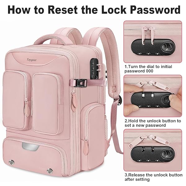 TAYGEER VACUUM BACKPACK, EXPANDABLE VACUUM SEAL CARRY ON BACKPACK WITH RAIN COVER, 17” LAPTOP COMPRESSION BACKPACKS TRAVEL WITH SHOE COMPARTMENT, TSA APPROVED PERSONAL ITEM COMPRESSION BACK PACK,PINK