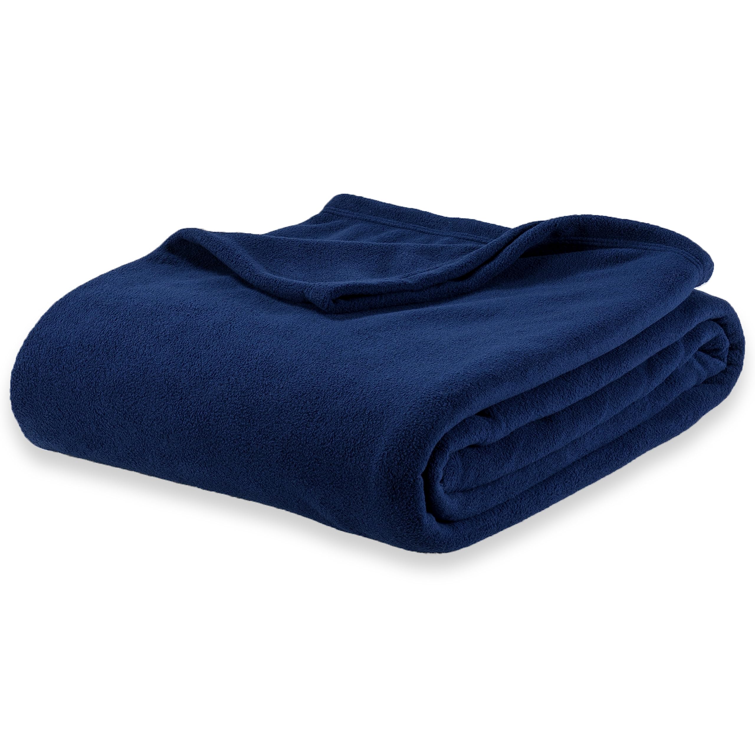Photo 1 of Berkshire Blanket Microfleece Throw Size Bed Throw Blanket Navy, Lightweight Soft Breathable Plush Micro Fleece Throw Blanket for Travel, Bed and Couch, 50x60 Inches