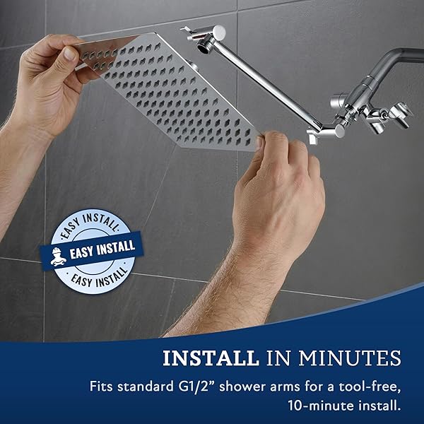 G-PROMISE ALL METAL 10″ DUAL SQUARE SHOWER HEAD COMBO | RAIN SHOWER HEAD | HANDHELD SHOWER WAND | ADJUSTABLE | SMOOTH 3-WAY DIVERTER | 71″ EXTRA LONG HOSE – A BATHROOM UPGRADE (CHROME)
