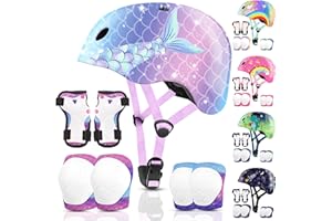 Vvinca Kids Toddlers Bike Helmet Adjustable for Ages 3-5-8 Years, Knee Pads and Elbow Pads Set Wrist Guard Sports Protective Gear Set for Roller Skate Bicycle Skateboard Scooter Girl Boy Birthday Gift