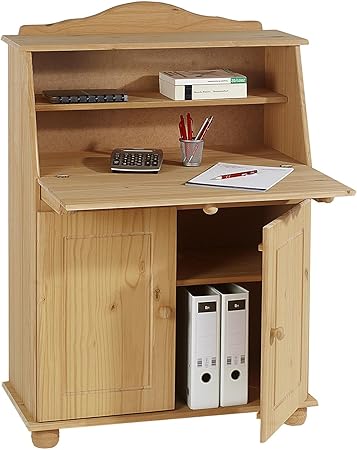 Idimex Bureau Secretaire David Avec Abattant Rangement Plusieurs Etageres 2 Portes Et Plan De Travail Rabattable En Pin Massif Finition Teintee Et Ciree Amazon Fr Cuisine Maison