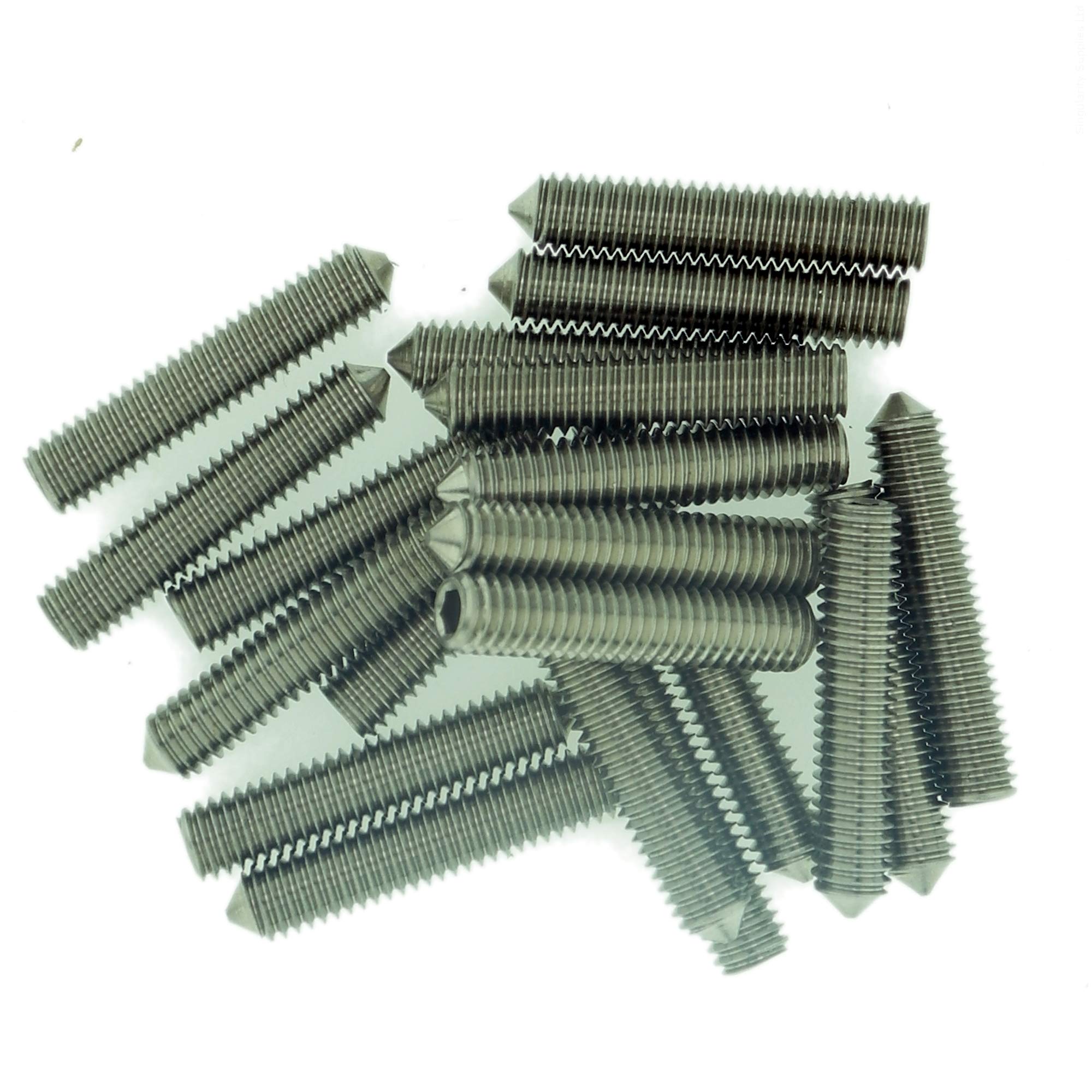 M4 (4mm x 10mm) Hex Socket Grub Screw (Cone Point) - Stainless Steel (A2) (Pack of 20)