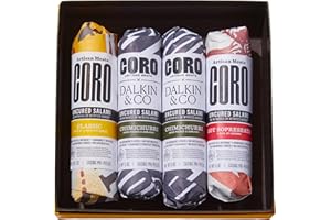 Coro x Dalkin&Co Holiday Salami Gift Box – Uncured Salami Artisan Sticks (5oz Sticks) | 2 Chimichurri,1 Classic,1 Hot Soppressata | Gluten-Free, All Natural | Limited Edition Gourmet Charcuterie Gift