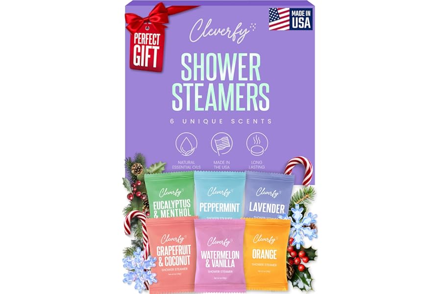 Cleverfy Shower Steamers Aromatherapy – Stocking Stuffers for Teen Girls, Women and Wife – Christmas Gifts for Teens and Women – White Elephant Gifts for Adults – 6 Tablets