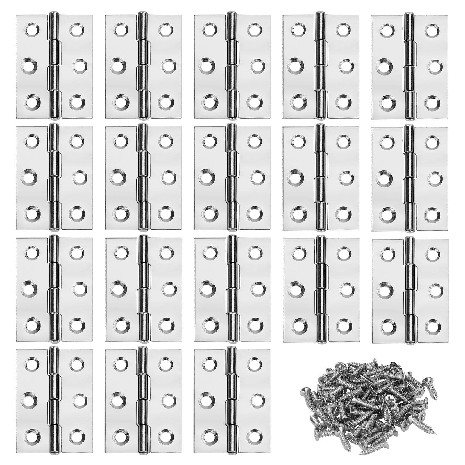 18 x Stainless Steel Door Hinges Furniture Hinges with Screws for Home Furniture Hardware Wardrobe Door Drawer 44 x 32 mm