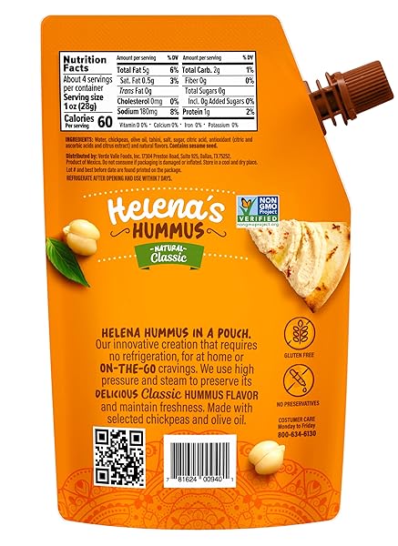 HELENA HUMMUS TRIPACK, SHELF-STABLE, NO ADDED PRESERVATIVES, 2 NATURAL CLASSIC 4.23 OZ AND 1 ROASTED BELL PEPPER 4.23 OZ (PACK OF 1 TRIPACK)