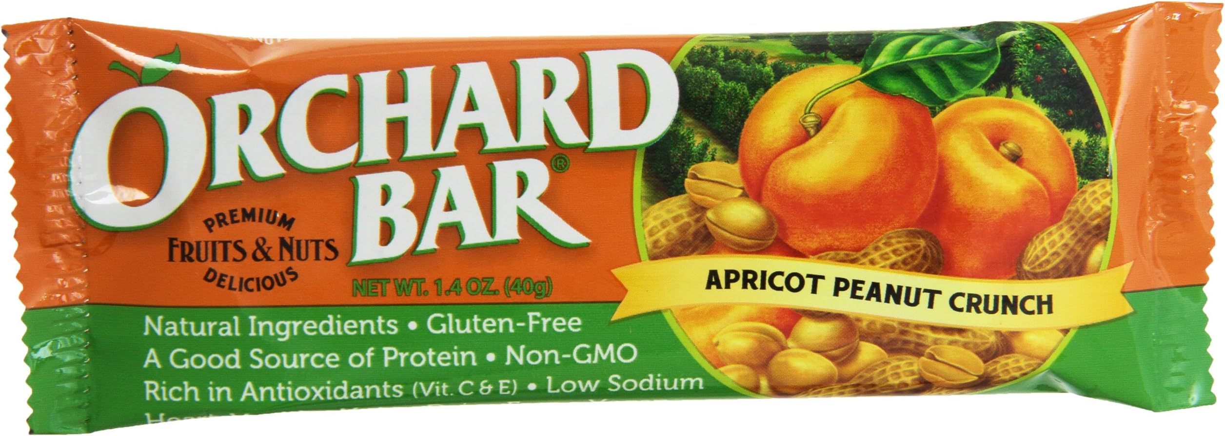 Orchard Bars Non-GMO Fruit & Nut Bars, Apricot Peanut, 1.4 Ounce (Pack of 12)
