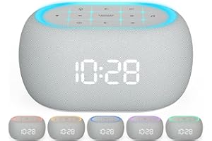 ANJANK White Noise Sound Machine Alarm Clock with Bluetooth Speaker, 21 Relaxing Sounds, 7 Night Lights,0-100% Dimmer/Sleep Timer/30-Level Volume Control,Sound Machine for Kids Adults Sleeping,Bedroom