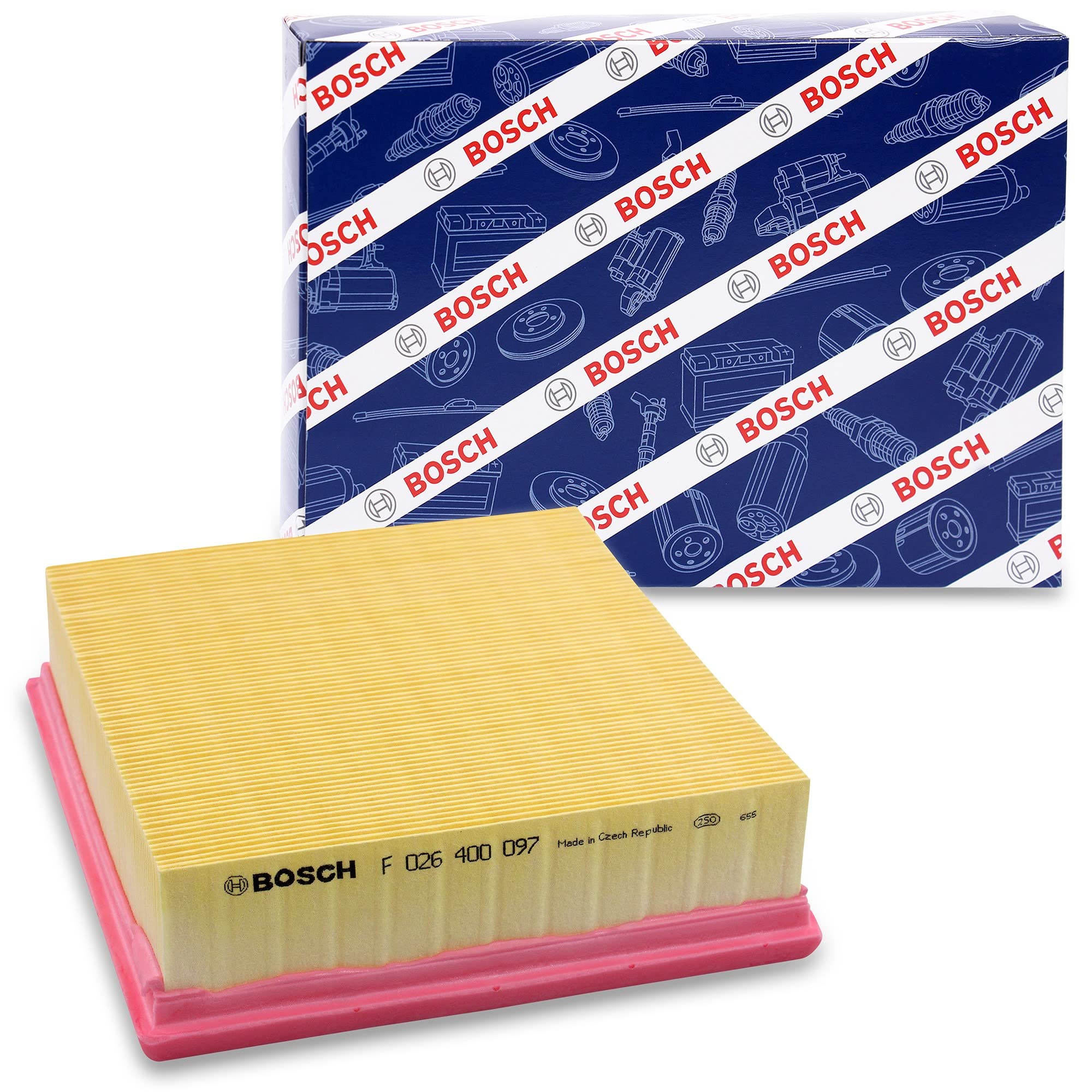 Bosch S0097 Car Air Filter - Separates Particles from the Air Intake - Moisture-resistant plus High Tensile Strength