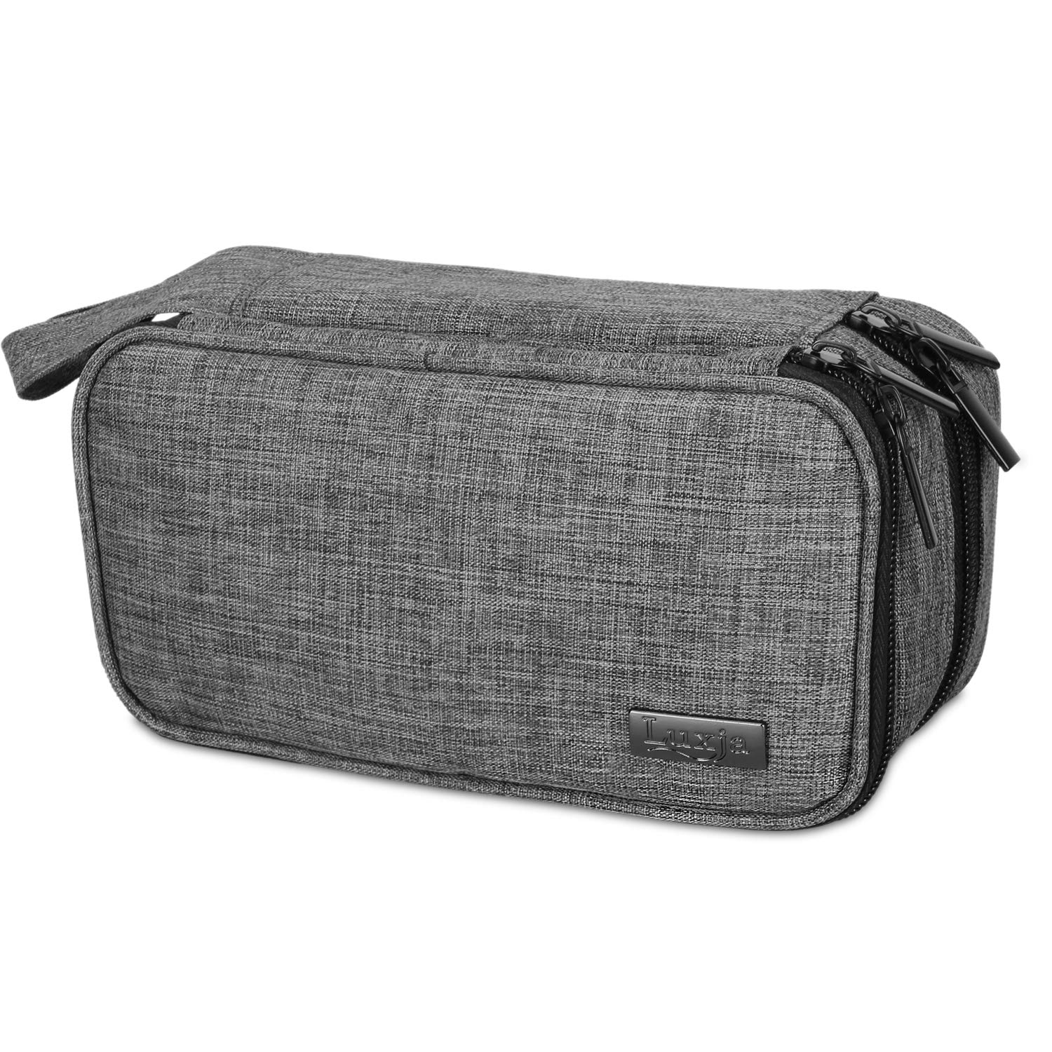 Luxja Essential Oil Carrying Case - Holds 12 Bottles (5ml-15ml, Also Fits for Roller Bottles), Portable Double-Layer Organizer for Essential Oil and Accessories, Gray : Beauty