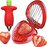 Strawberry Huller Stem Remover and Strawberry Slicer Set,Potatoes Pineapples Carrots Tomato Corer Slicer Cherry Pitter…