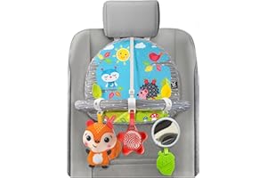 BENBAT Car Seat Toys for Babies - Double Sided Rear Facing Carseat Toy with Baby Mirror for Infants Girls and Boys 0+ Month Blue