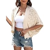 Women 2025 Batwing Hollow Out Open Front Summer Lightweight Sweater Crochet Cardigan