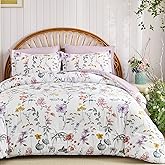 DJY King Comforter Set, White Botanical Floral Comforter Sets King Size for All Seasons, 7 Pieces Bed in a Bag Lightweight Microfiber Bedding Comforter Set with Sheets Pillowcases & Shams