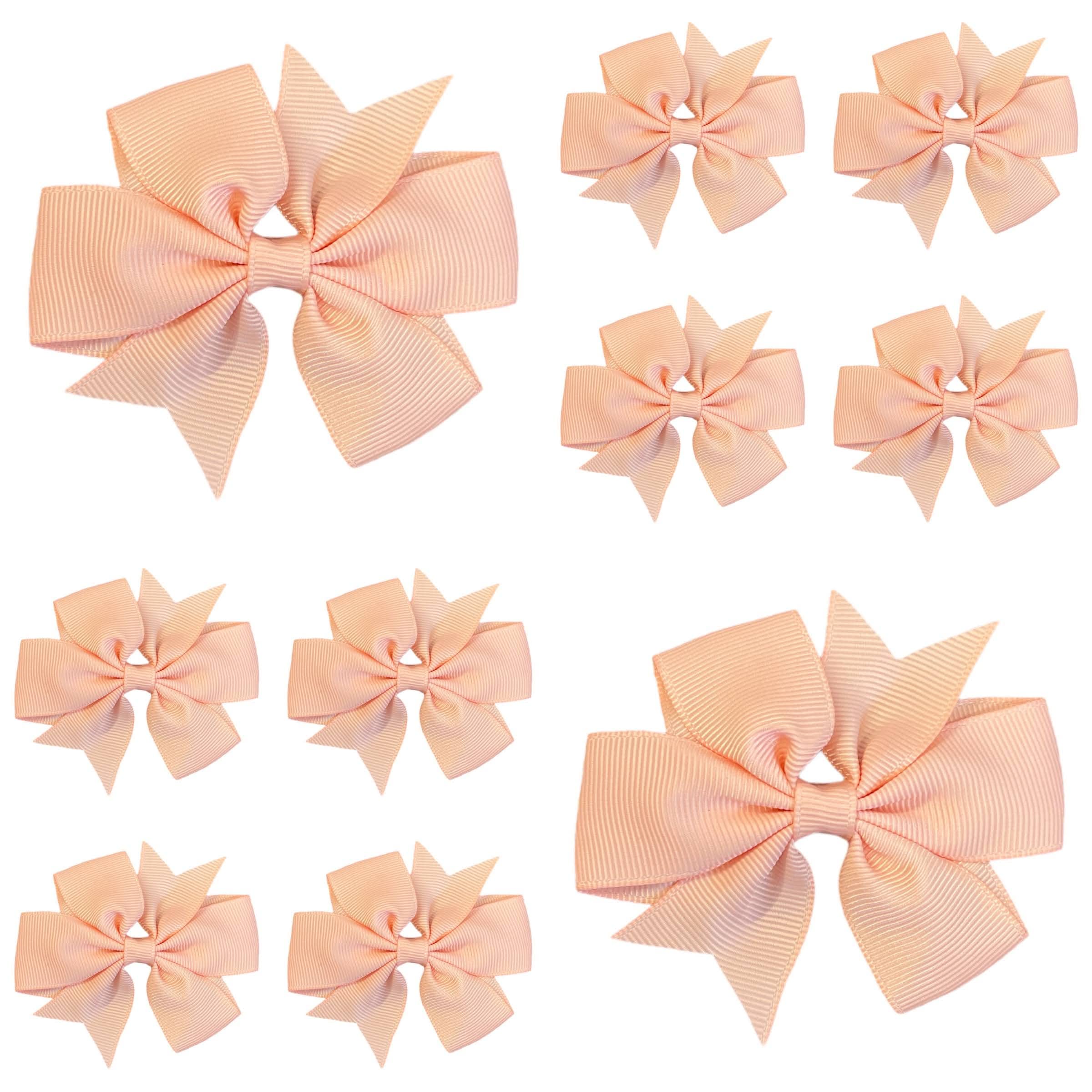 10pcs Neutral Hair Bows Clips Slides Grips 3" inch Pinwheel Solid Vibrant Colour Girls Hairbows