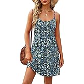 WEESO Summer Dresses for Women Adjustable Spaghetti Strap Beach Vacation Casual Cute Sundresses with Pockets