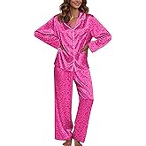Ekouaer Pajamas For Women Set Silk Pjs 2 Piece Satin Sleepwear Long Sleeve Button Down Lounge Sets With Pant