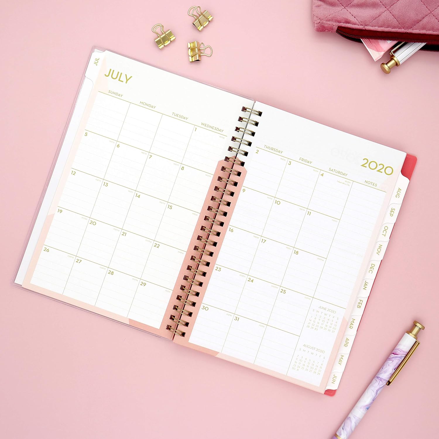 Blue Sky 2020-2021 Academic Year Weekly & Monthly Planner, Flexible Cover, Twin-Wire Binding, 5" x 8", Cali Pink : Office Products