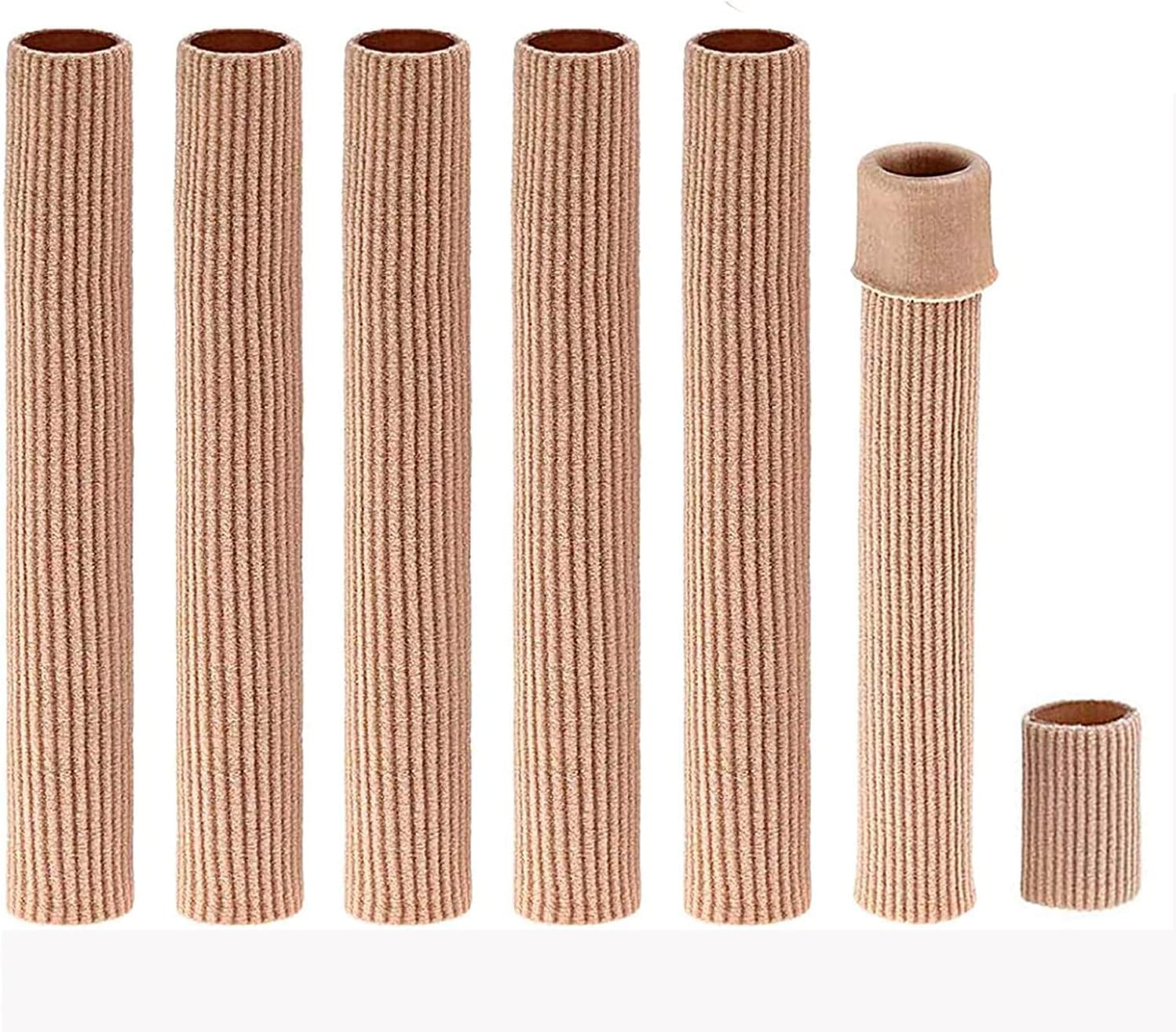 Angzhili 5Pcs Finger Toe Sleeve Tubes/Open Toe Tubes Bandage Sleeves Protectors Silicone Gel Tube Finger Protector Compression Cushion Brace for Bunion Hammer Toe Callus Corn Blister (15 * 2 cm)
