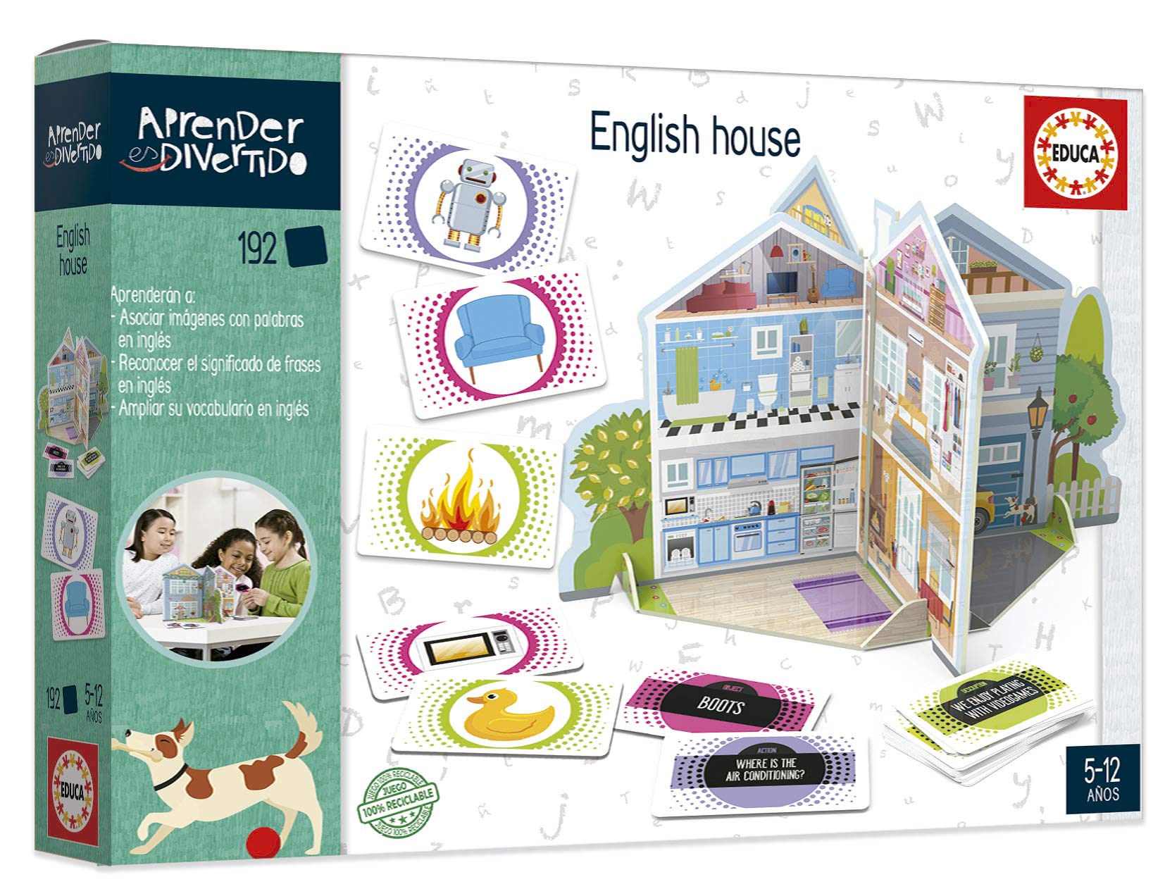 Educa 18705 Fun House: Learn English Educational Game for Children, Ages 5 and up, Multicoloured, T.Única