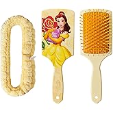 LUV HER Kids Hair Brush & Spa Headband Set for Girls - Features Disney Bella from Beauty & Beast - Fun Grooming Kit for Detangling, Styling & Skincare - Soft & Stretchy One Size, Ages 3+