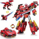 QUANTUM HEROES DINOSTER 2-in-1 Robot Blaze Bolt &ndash; 30+ Joints, 5+ | 2-in-1 robot converts to vehicle. 8.26in, 30+ movable joints. Sword to mini dino. No batteries. For kids 5+