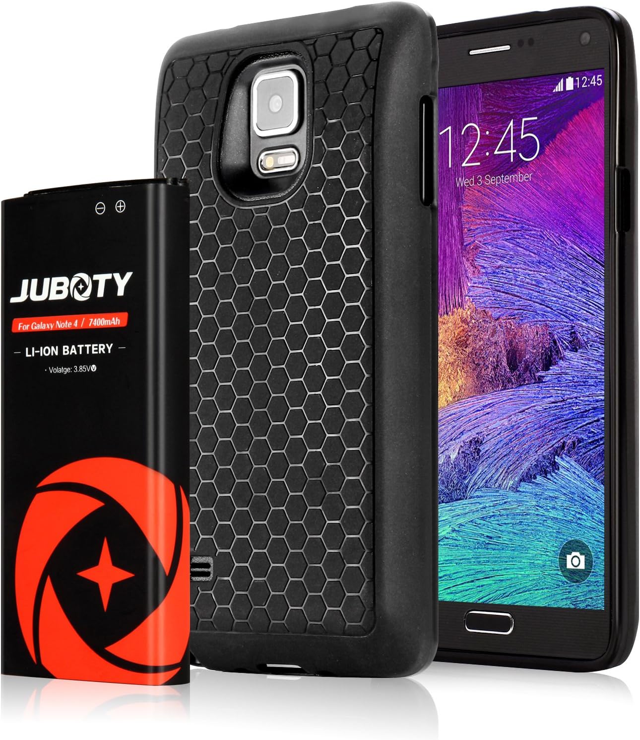 JUBOTY Note 4 Battery/7400mAh Li-ion Replacement Battery and Black Back Cover and TPU Case for Samsung Galaxy Note 4 N910 N910U N910V N910T N910A N910P(24 Month Warrantly)