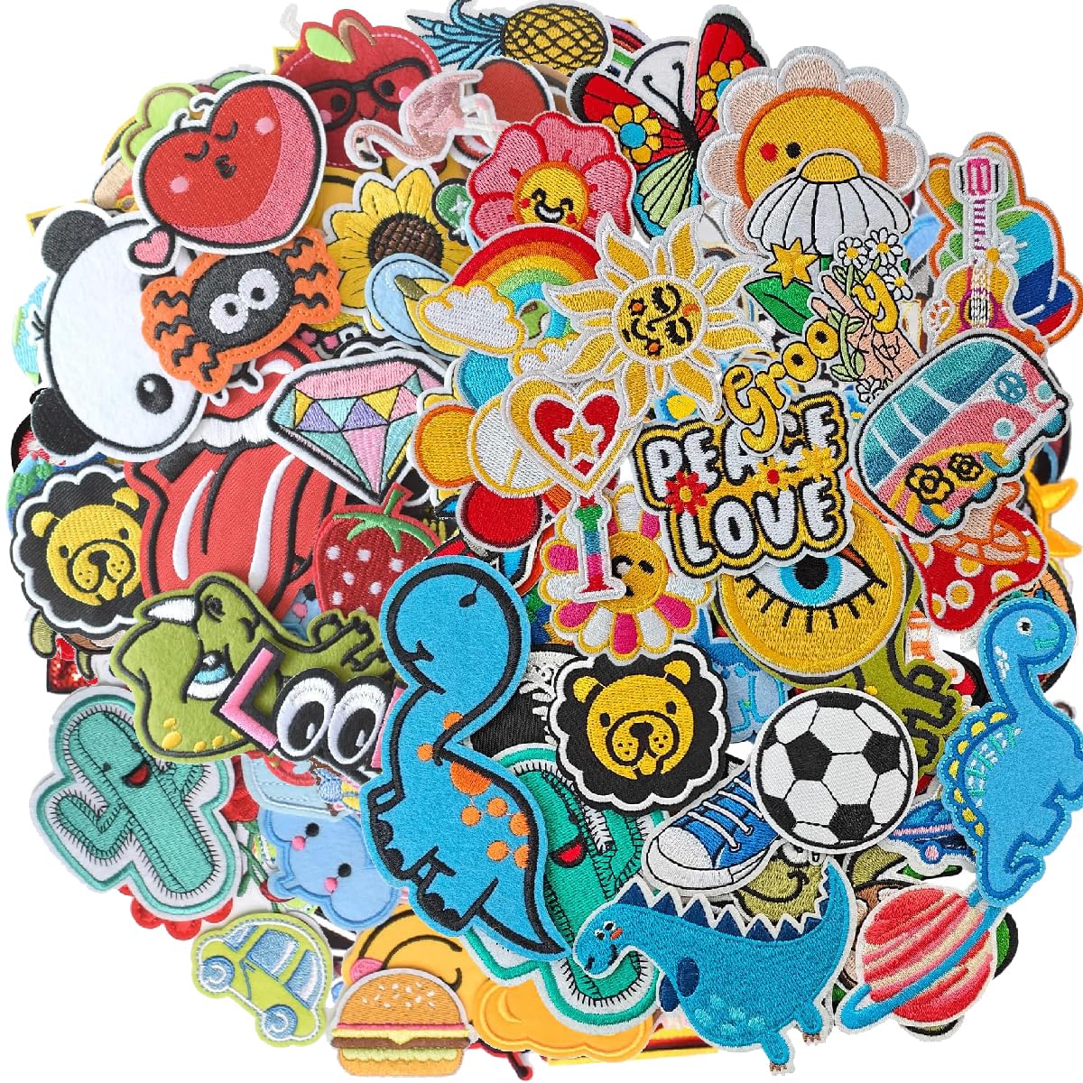 Photo 1 of Harsgs 100pcs Random Iron on Patches, Embroidered Iron on/Sew on Patches Applique for Clothes, Dress, Hat, Jeans, DIY Accessories