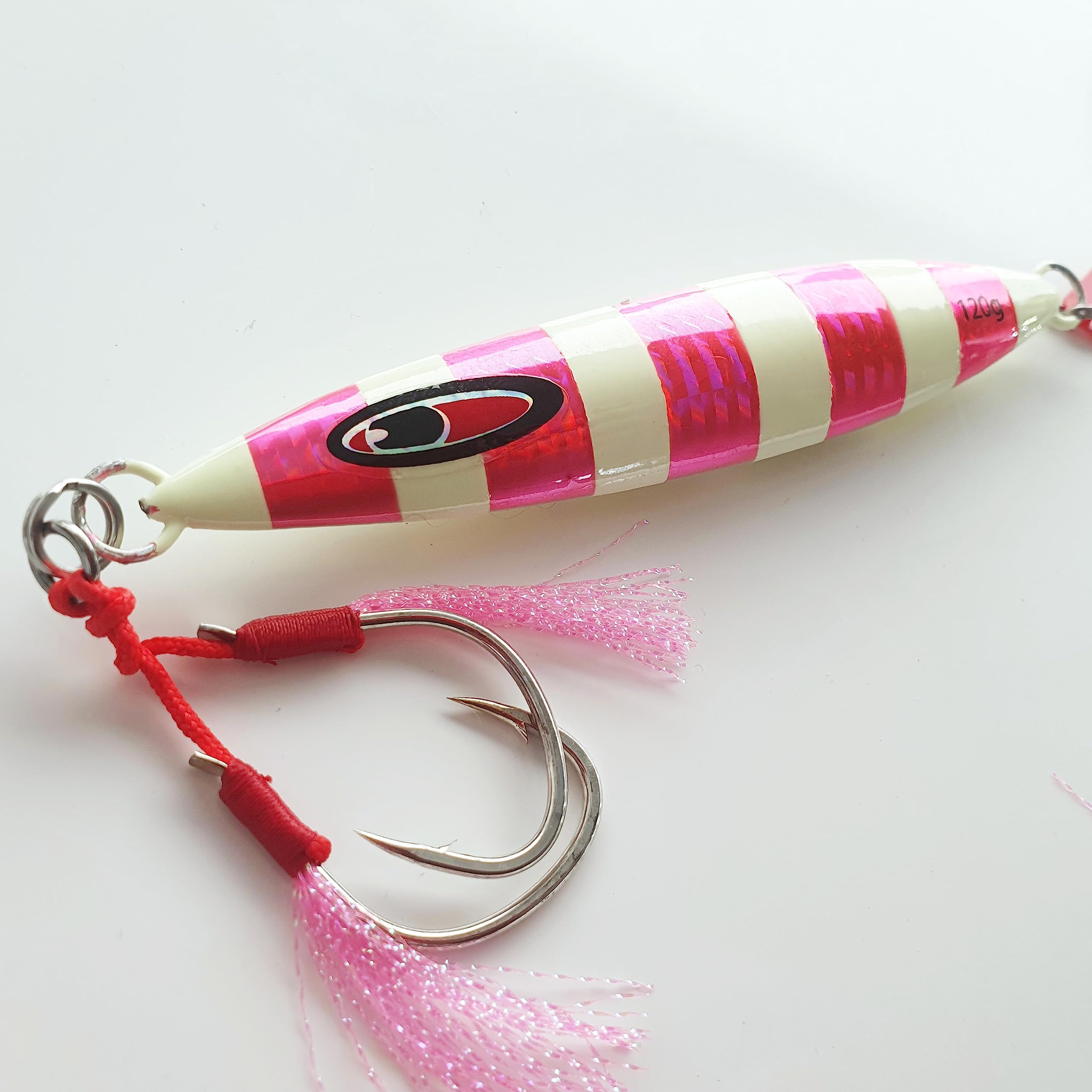 Slow Fall Jig Jigging Lure luminescent - Bass/Cod Fishing Lure (120 Gram, HOT PINK GLOW)