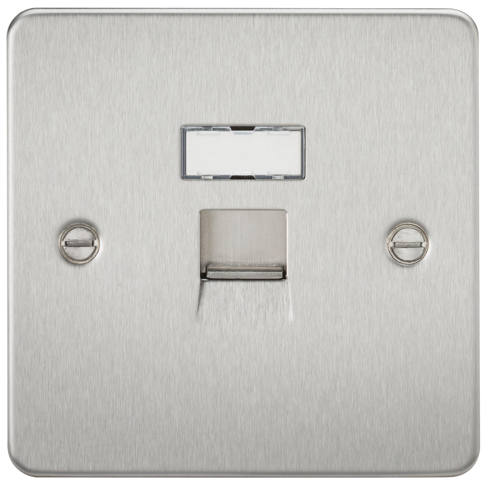 Knightsbridge FPAVRJ45BC RJ45 Socket Flat Plate Network Outlet - Brushed Chrome