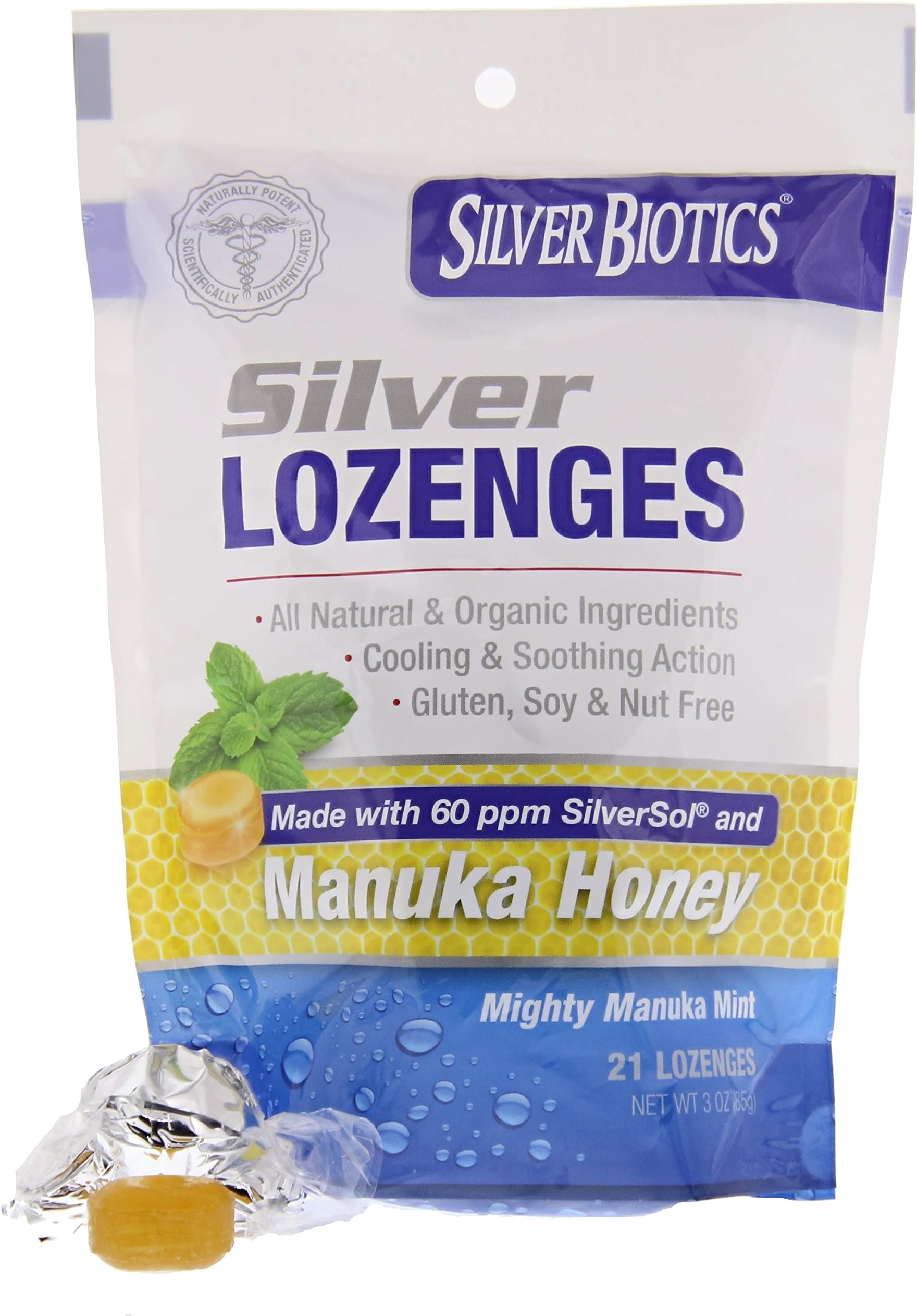 American Biotech Labs American Biotech Labs Silver Biotics Silver Lozenges Mighty Manuka Mint 21 lzngs