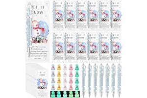 20Sets Christmas Pens Christmas Employee Appreciation Gifts Luminous Mini Snowman Figurines Greeting Cards Thank You Gifts fo