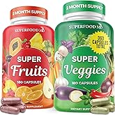 Superfood Fruit and Veggie Supplement - 360 Whole Super Fruit and Vegetable Supplements & Vitamin with Beta-Carotene, Soy Free- 180 Count (Pack of 2)