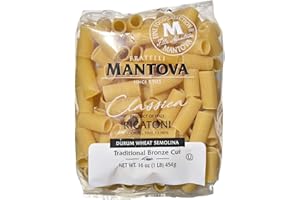 Mantova Italian Bronze Die Rigatoni Pasta - 100% Durum Wheat Semolina Bronze Die Rigatoni- Product Of Italy, 1 Pound (Pack of 6)