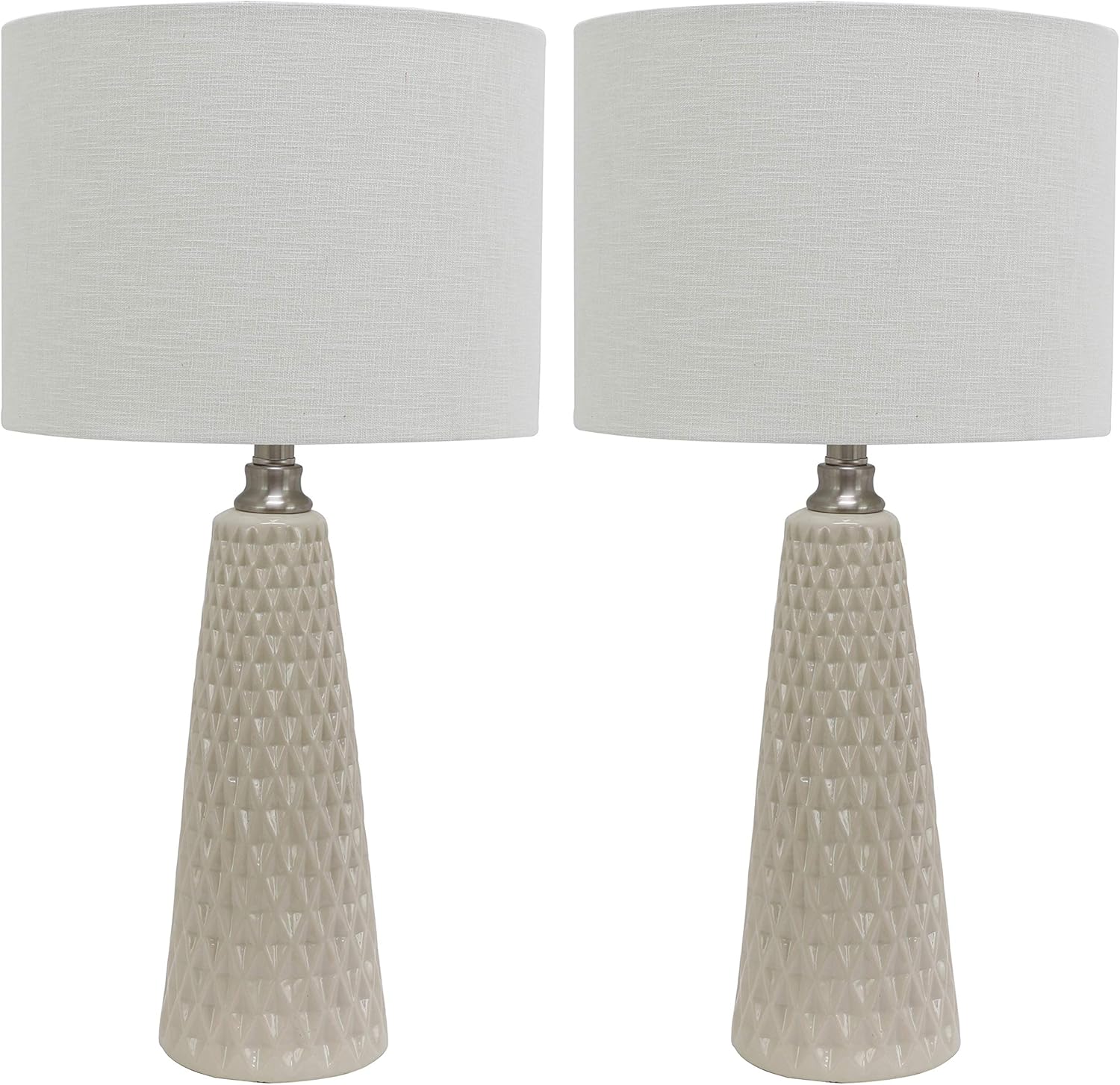 Decor Therapy MP1631 Set of Two Jameson Textured Ceramic Table Lamps, Ivory