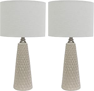 Decor Therapy MP1631 Set of Two Jameson Textured Ceramic Table Lamps, Ivory