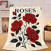 Rose Blanket Roses Throw Blanket Floral Soft Cozy Fleece Fuzzy Stuff Plush Flannel Flower Gifts for Girls Women Boys Kids Adults 40''x50''