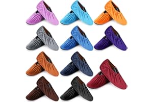 JaGely 11 Pairs Reusable Non Slip Cloth Shoe Covers Washable Thickened Boot Shoe Covers for Indoors and Households(Multicolor)