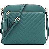 FashionPuzzle Chevron Quilted Medium Crossbody Bag with Tassel Accent