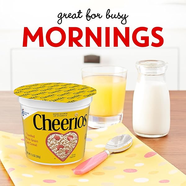 CHEERIOS BREAKFAST CEREAL CUP, GLUTEN FREE, SINGLE SERVE CEREAL, 1.3 OZ