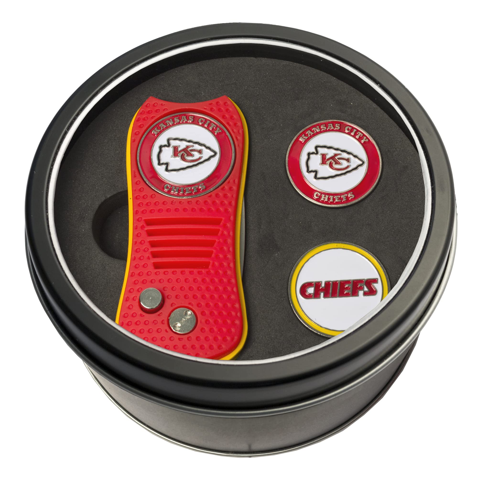 Team Golf NFL Kansas City Chiefs Tin Gift Set with Switchfix Divot Tool and 2 Ball Markers