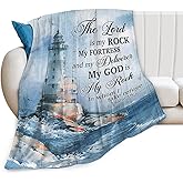 Tijuboni Ocean Nautical Lighthouse Throw Blanket Christian Religious Gifts for Women Men Girls Boys Kids Adults Soft Flannel Fleece Blanket for Couch Sofa Bed Home Decor 40"x50"