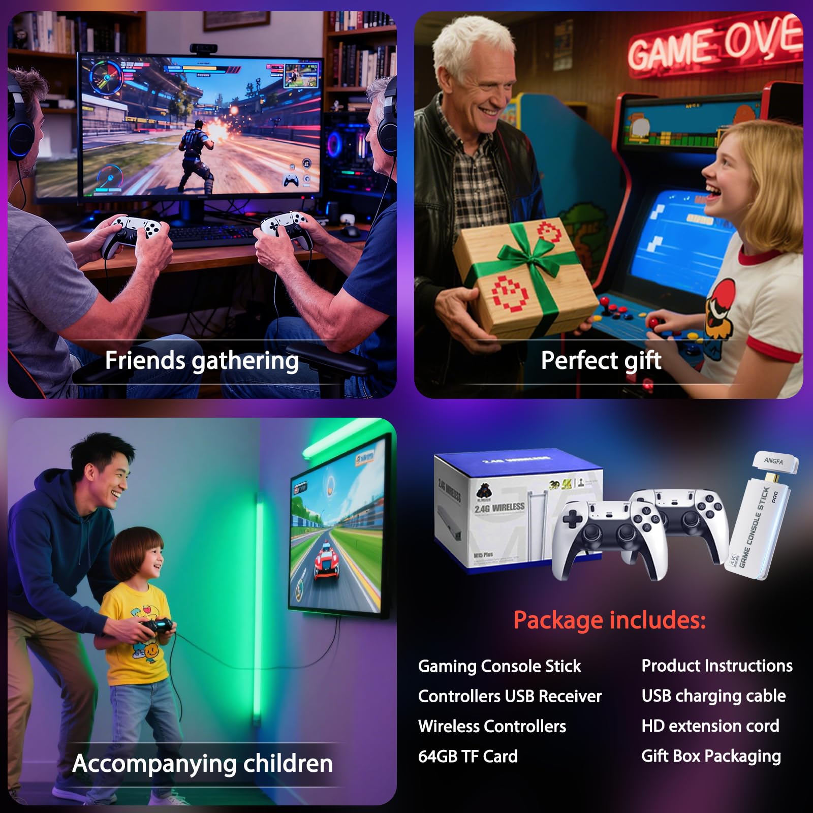 Wireless Retro Game Console Built-in 20000+ Games and 23 Emulators, 2026 New Plug & Play Retro Gaming Console with 4K Output & Dual 2.4G Controllers, Games Nostalgic Stick for Christmas Gift (64GB) Jun 20, 2025