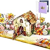 JMHACHY Easter Pop Up Cards with Envelope - 3D Handmade Greeting Card, Perfect Gifts for Kids, Adults, Husband, Grandkids, Wife, Bunny Cottage